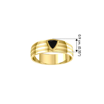 Blaque Triangle Solitare Solid Yellow Gold Ring GRI472